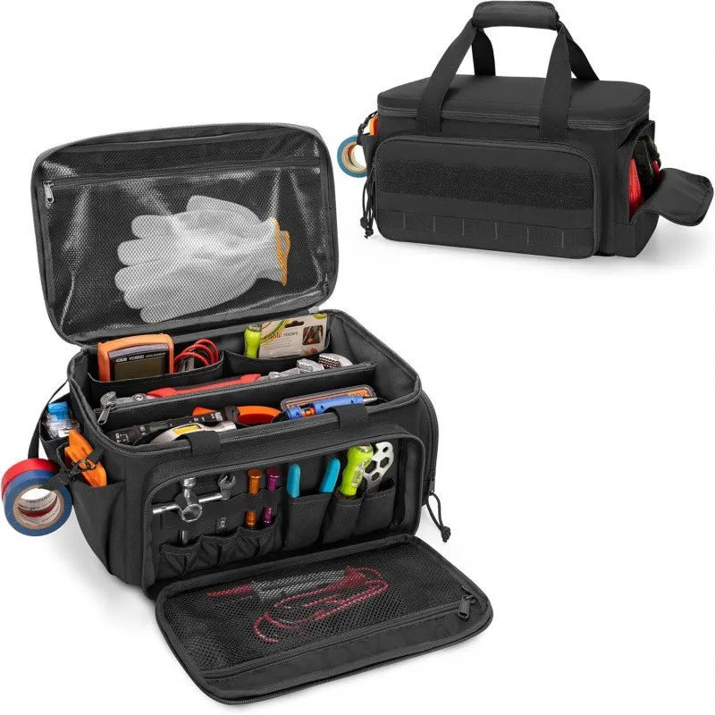 14" Heavy Duty Tactical Tool Bag Non-Slip Base Multipurpose Work Organizer for Handyman,Carpenter,Durable Portable Tool Storage